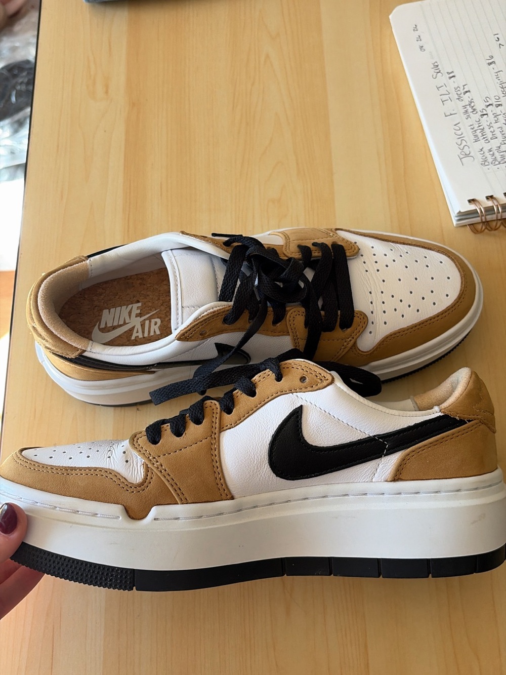 Women’s Jordan 1 Low-Top Sneakers — White & Tan